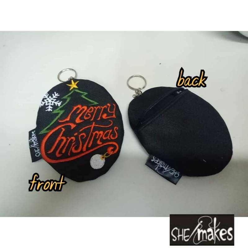 ITH - X'Mas Tree Embroidery Zipper Oval Pouch