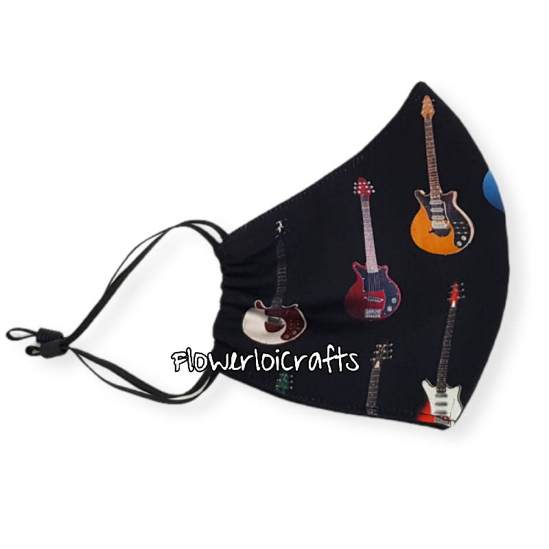 Fashionable (Guitars) Adult Fabric Face Mask with SMMS Filter