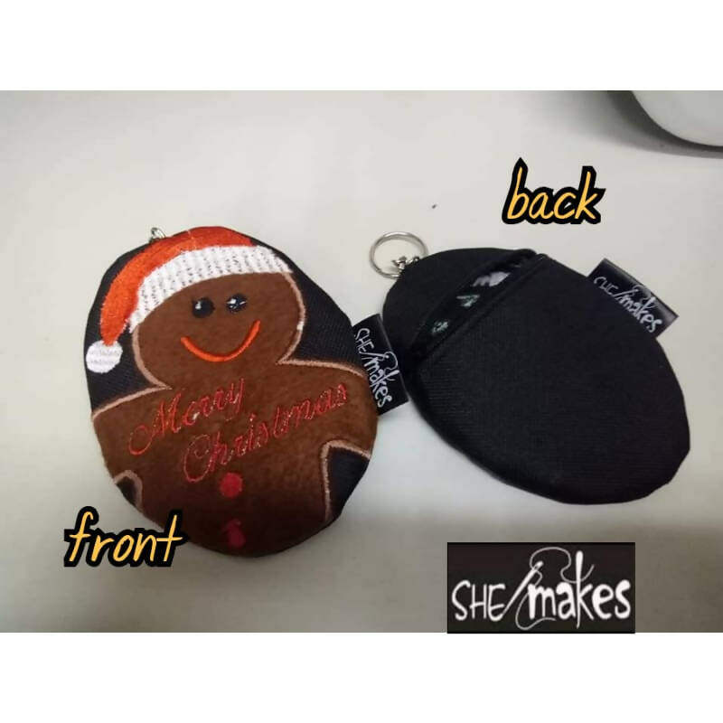 ITH - GINGER MAN Embroidery Zipper Oval Pouch