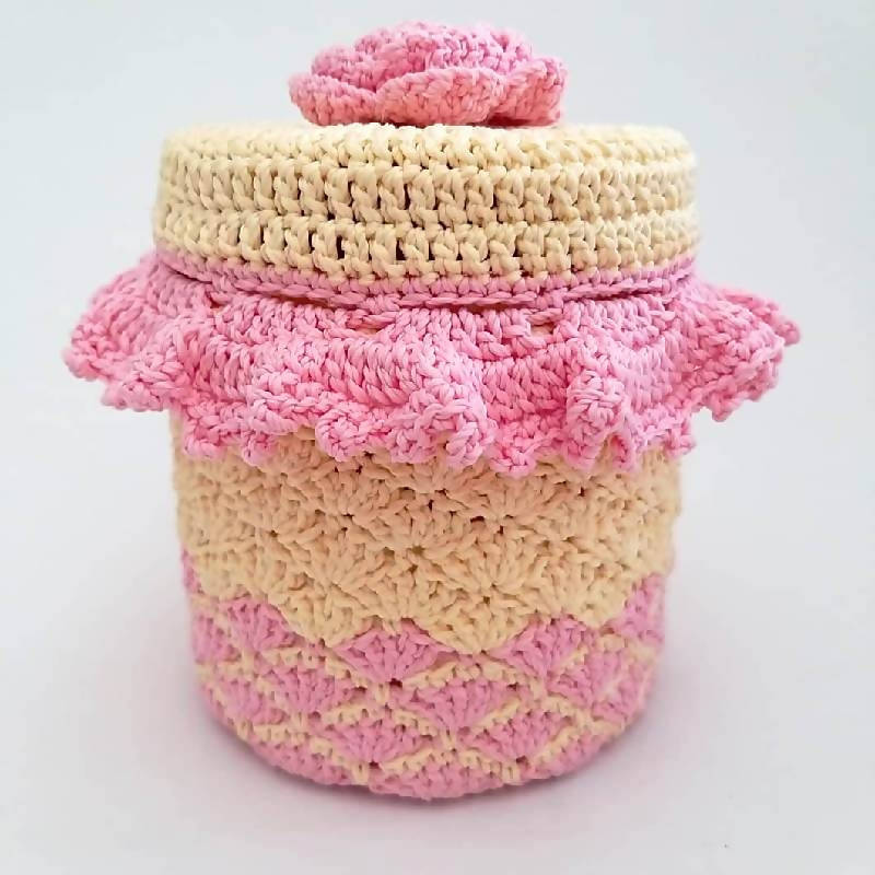 Baby Pink Crochet Jar Cover