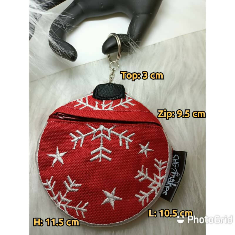 ITH - X'mas ORNAMENT Embroidery Zipper Pouch with key ring