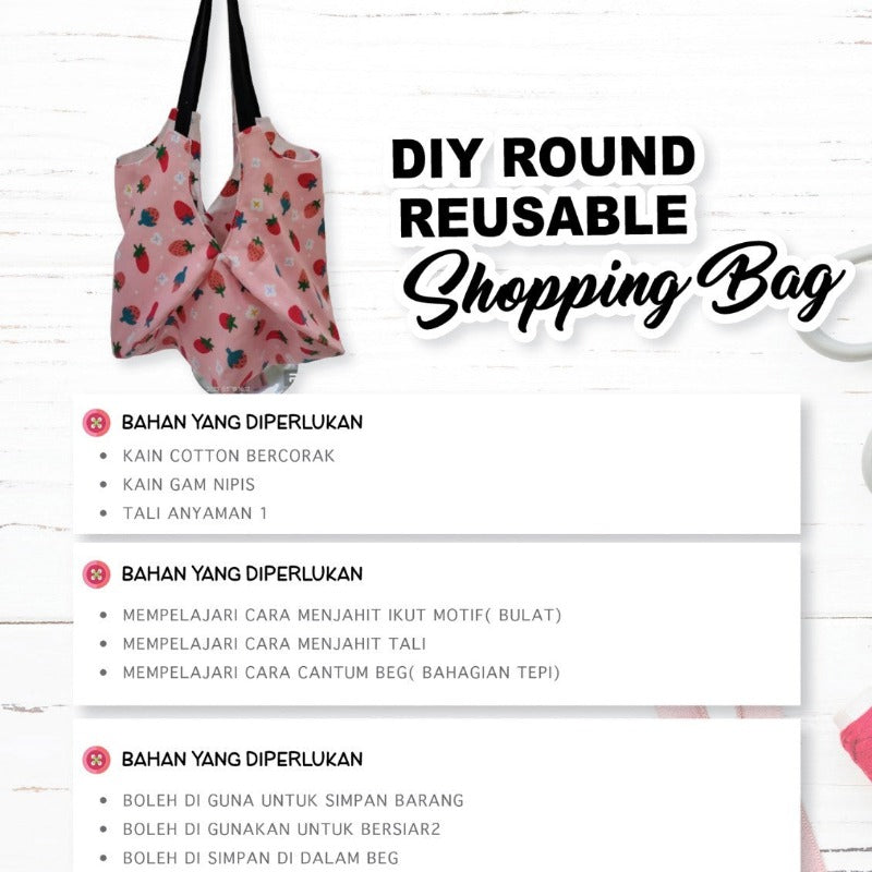 DIY Round Reusable Shopping Bag Online Workshop