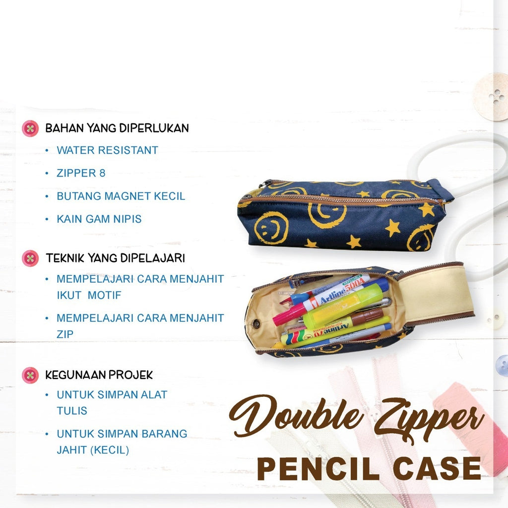 Double Zipper Pencil Case Online Workshop