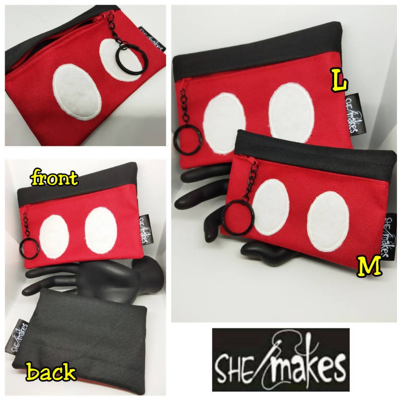 ITH - MICKEY Pants Applique. Zipper Pouch + Key Ring