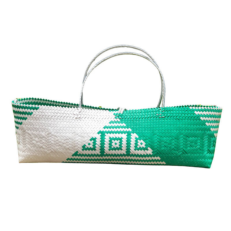 Borneo Handwoven Yoga Bag (Green & White)