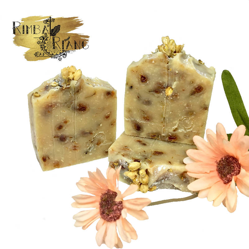 Handmade soap - jasmine soap scrub with real jasmine flowers