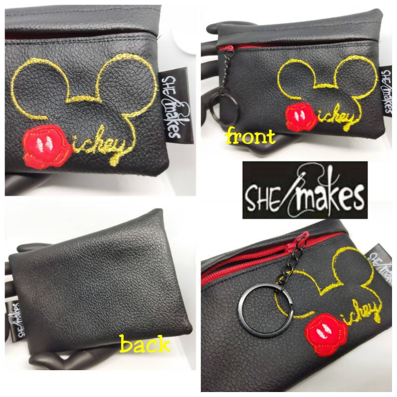 ITH - MICKEY Pants Embroidery Zipper Pouch + Key Ring