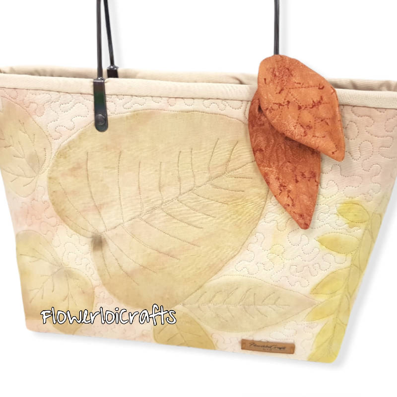 Eco Print & Natural Dye Quilted Hand Bag