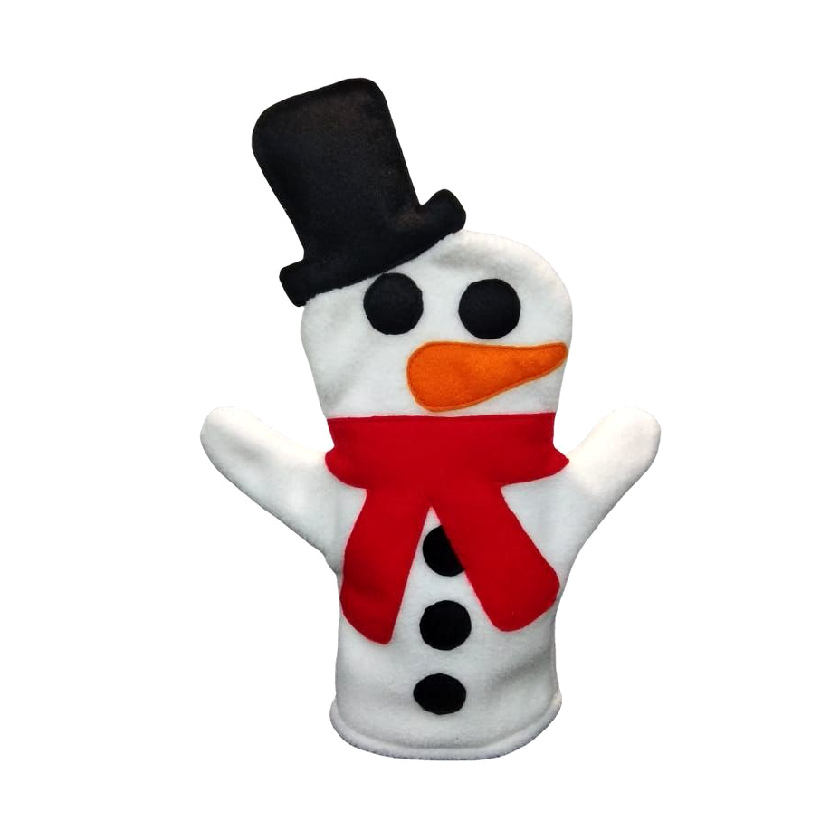 Snowman hand deals puppet