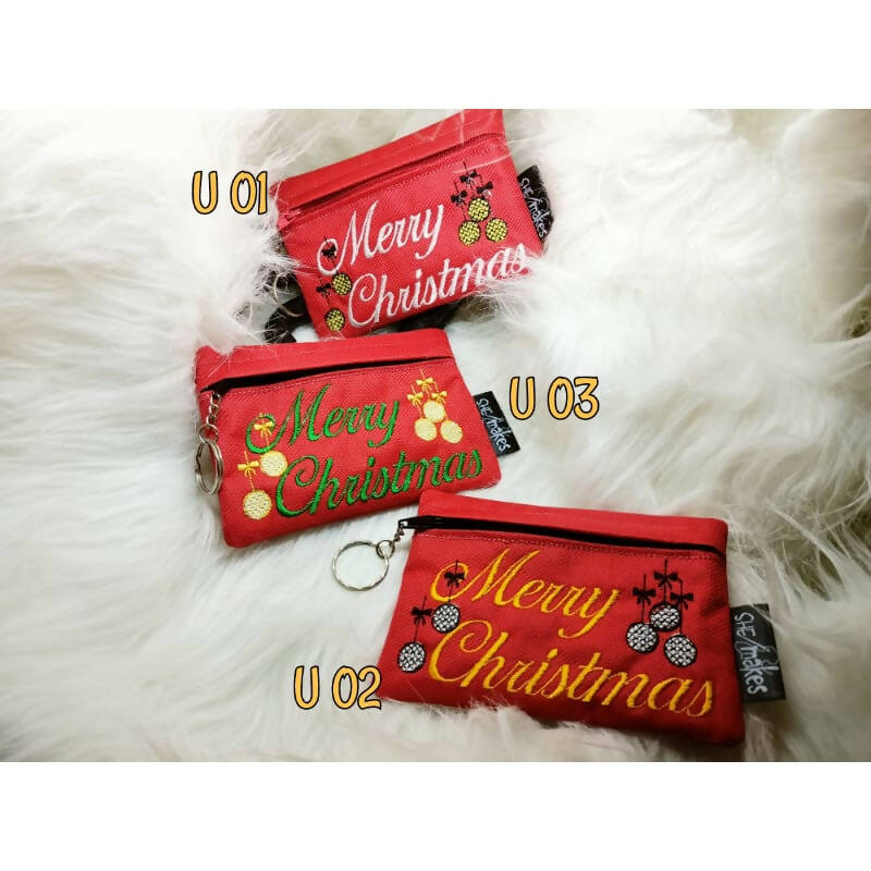 ITH - X'Mas Embroidery Zipper Pouch + Key Ring