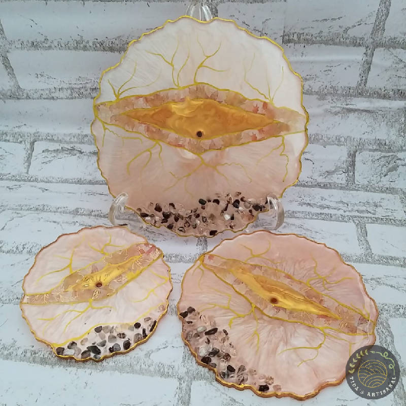 3 Tier Cake Stand Golden Peach