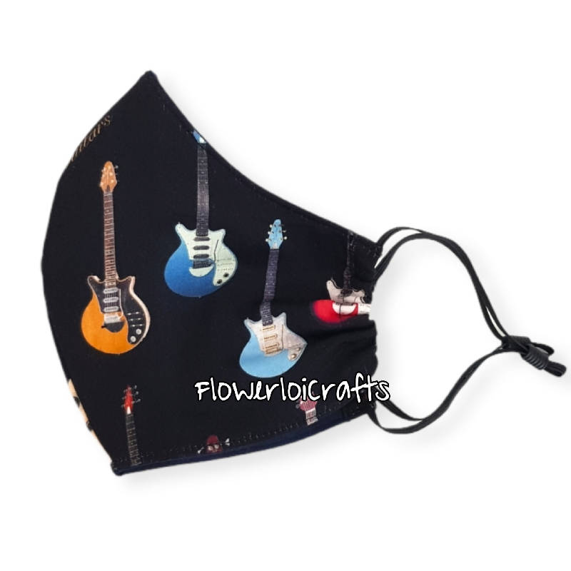 Fashionable (Guitars) Adult Fabric Face Mask with SMMS Filter