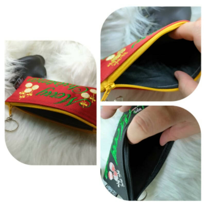 ITH - X' Mas Embroidery Top Zipper Pouch + Key Ring