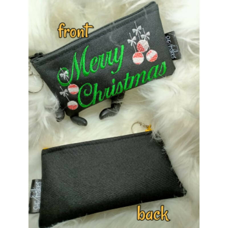 ITH - X' Mas Embroidery Top Zipper Pouch + Key Ring