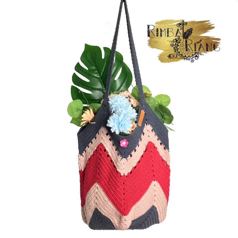 Tri-color Crochet Granny Square bag
