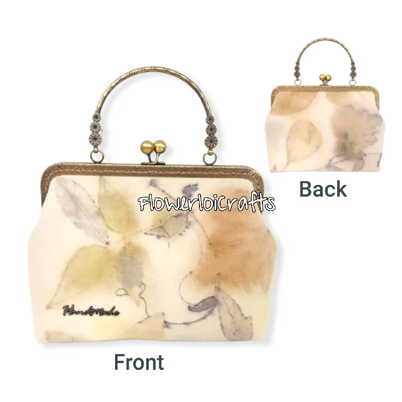 Eco Print & Natural Dye Kisslock Framed Bag