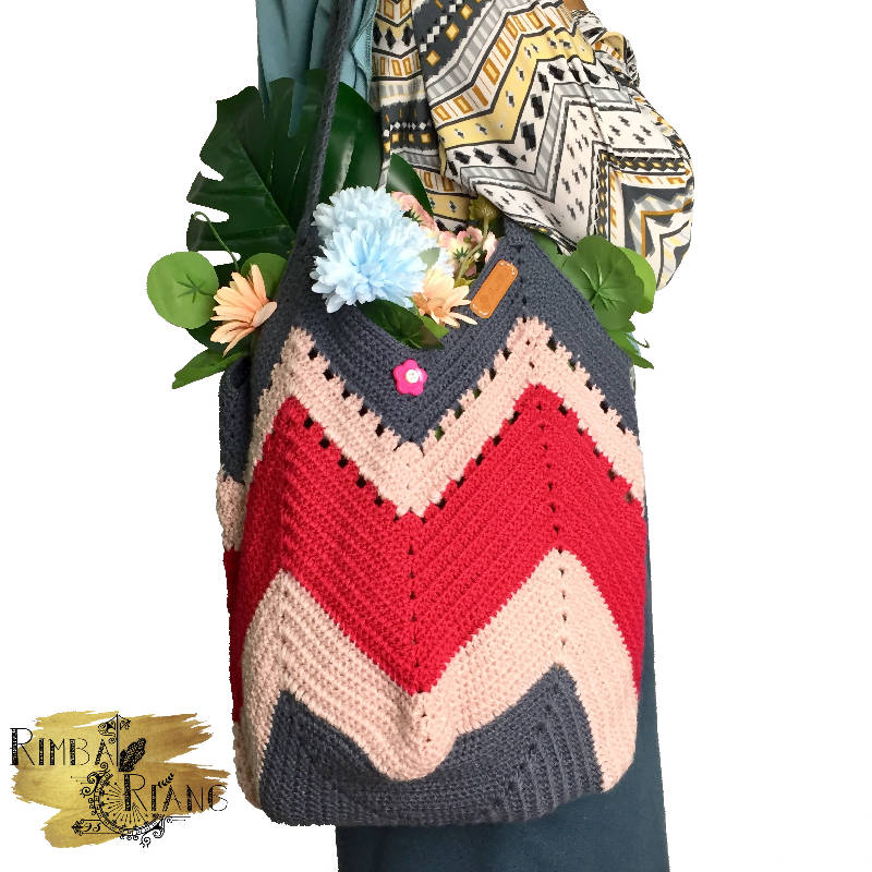 Tri-color Crochet Granny Square bag
