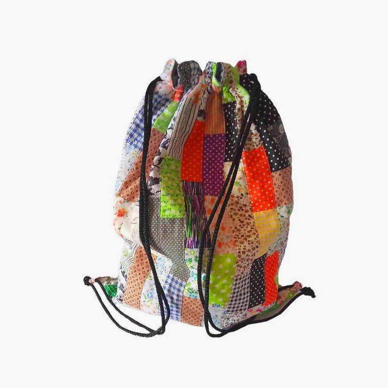patchwork drawstring bagpack
